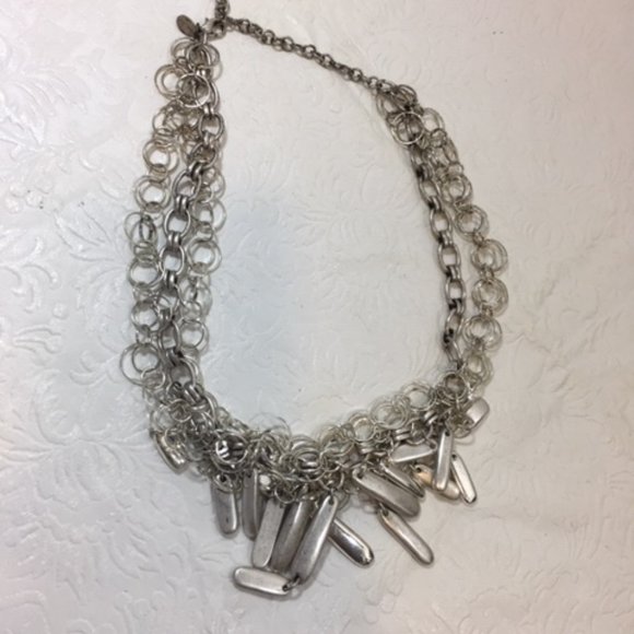 Chico's Silver Toned Fancy Chunky BOHO Gothic Adjustable Necklace 22" - Picture 5 of 10